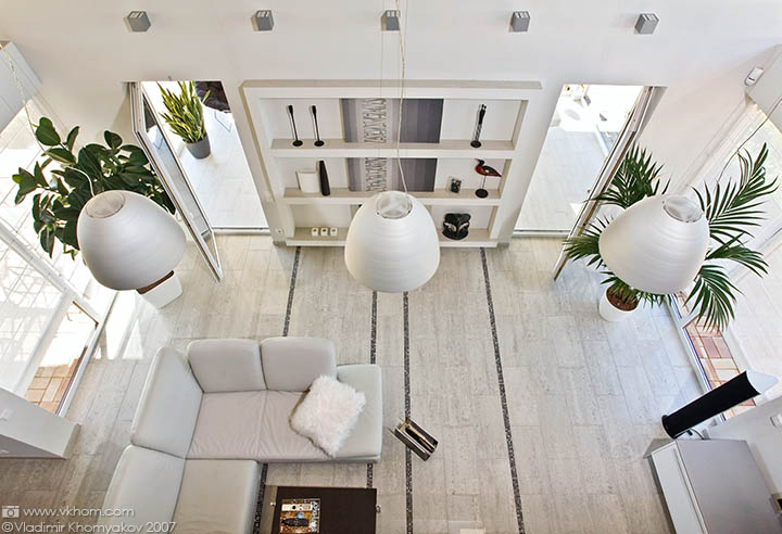 Snow-white living room in modern style (4)