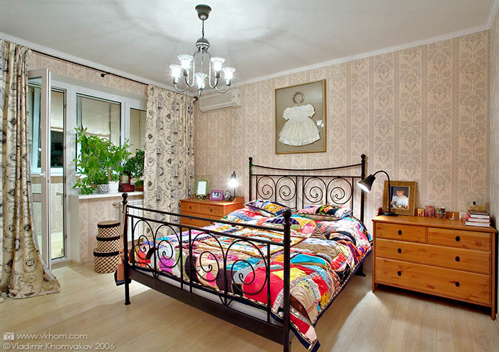 The bedroom with forged bed