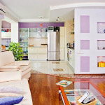 The studio in creamy and lilac colors